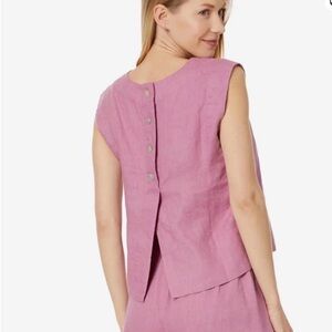 Madewell linen women’s Sleeveless Pink Button-Back Top medium
